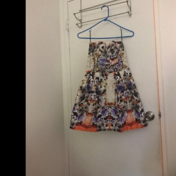 ASOS Strapless Print Mini Dress Sz 6 - Picture 1 of 4